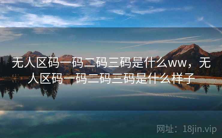 无人区码一码二码三码是什么ww，无人区码一码二码三码是什么样子